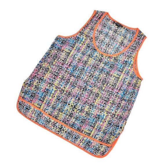 New Rock Stella & Jamie Tank Top Sz.L Multi Orange Trim Hi-Lo Scoop Neck y2k 90s - Picture 2 of 9